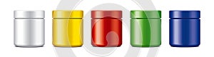 Set of plastic Jar. Colored Matt surface version.