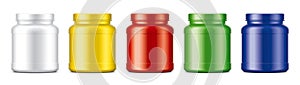 Set of plastic Jar. Colored Matt surface version.