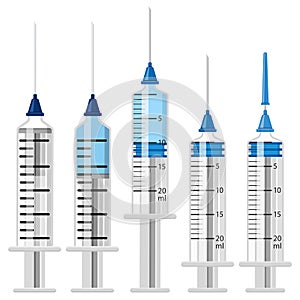 Set Plastic Medical Syringes