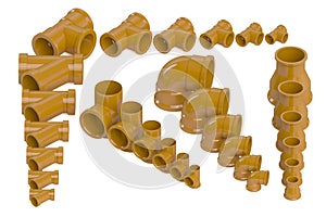 Set of plastic sewer pipes