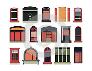 Set of plastic wooden windows