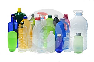 Set of plastico botellas in white fondo