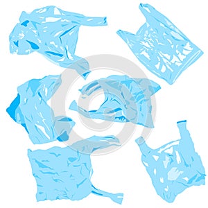 Set of plastik cellophane bags. Reuse, recycle plastic. Ecology problems