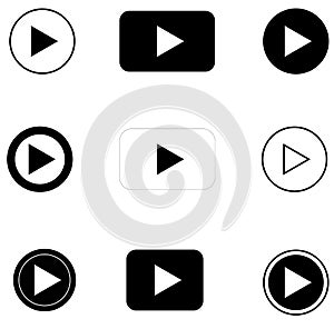 Set play button on white background. flat style. play icons.