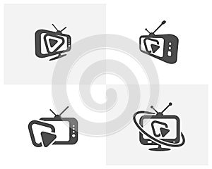 Set of Play Television Creative logo design vector, concept elements and symbols, template illustration