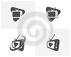 Set of Play Television Creative logo design vector, concept elements and symbols, template illustration