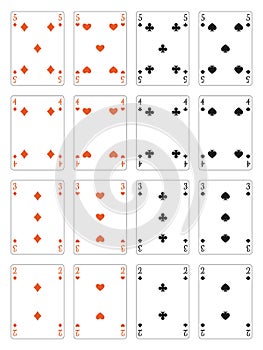 Set of playing cards, suitable for lefties. Numbers 5 - 2. Rest of desk available in collection