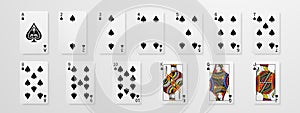 Set of playing cards. Winning poker hand casino chips flying realistic tokens for gambling