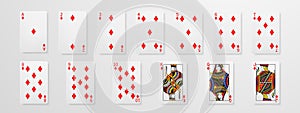 Set of playing cards. Winning poker hand casino chips flying realistic tokens for gambling