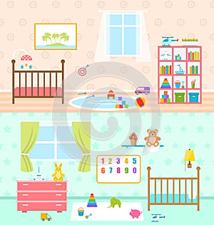 Set Playrooms for Kids. Baby Rooms Interior