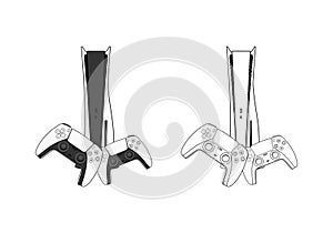 A Set of Playstation 5 Game Console Design Illustration