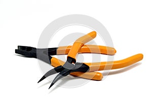 Set pliers on white background