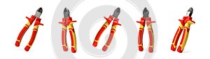 Set of pliers on white background