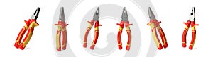 Set of pliers on white background