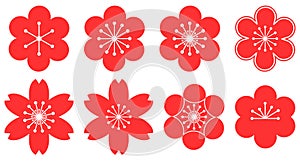 Set of plum blossom icons