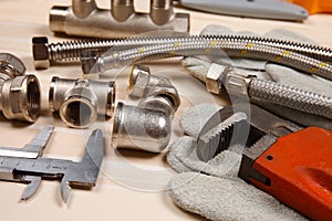 Set of plumbing and tools