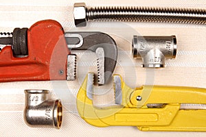 Set of plumbing and tools