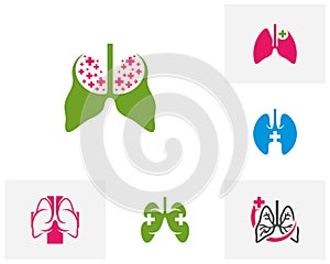 Set of Plus Medical Lungs Logo Template Design Vector, Emblem, Design Concept, Creative Symbol, Icon