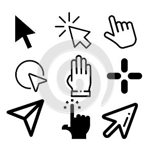 Set of pointer click icons.