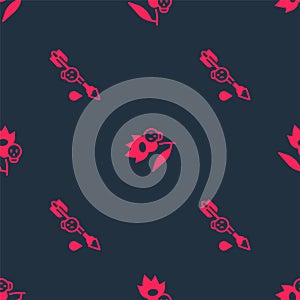 Set Poison on the arrow and flower on seamless pattern. Vector