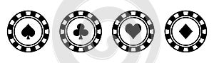 Set of poker chips black icons