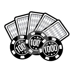 Set poker chips and poker cards for casino games. Vector illustration