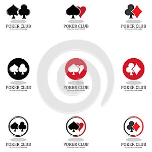 set Poker Club Logo Design for Casino Business, Gamble, Card Game, Speculate, etc.