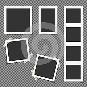 Set of Polaroid square frames isolated on transparent background