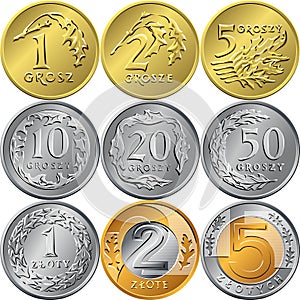 Set Polish Money zloty and grosz coins photo