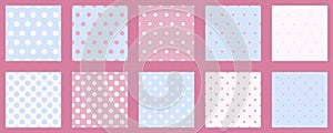 Set polka dots seamless vector pattern. Simple background for web or print. Abstract surface
