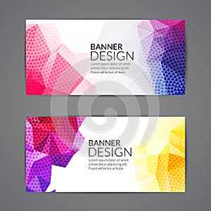 Set of polygonal triangular colorful background banners poster booklet for modern design, youth graphic concept