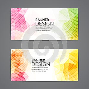 Set of polygonal triangular colorful background banners poster booklet for modern design, youth graphic concept