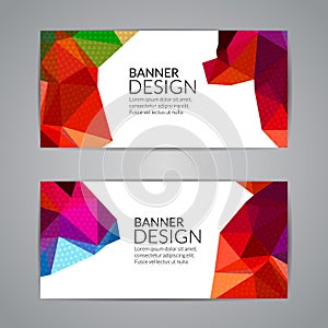 Set of polygonal triangular colorful background banners poster booklet for modern design, youth graphic concept