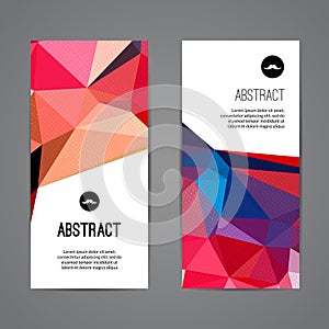 Set of polygonal triangular colorful background banners poster booklet with swirls for modern design, youth graphic