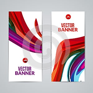 Set of polygonal triangular colorful background banners poster booklet with swirls for modern design, youth graphic