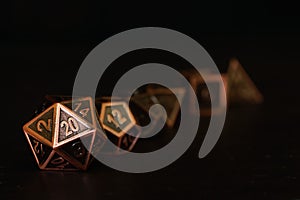 A set of polyhedral dice used for role playing games such as Dun photo