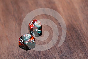 A set of polyhedral dice used for role playing games such as Dungeons Dragons