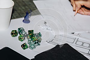 A set of polyhedral dice used for role playing games such as Dungeons Dragons