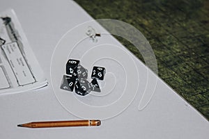 A set of polyhedral dice used for role playing games such as Dungeons Dragons