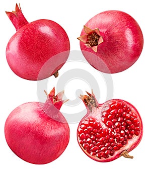 Set of pomegranetes isolated on white bsckground