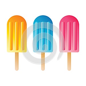 Set of Popsicle Ice Cream isolated on a white background.