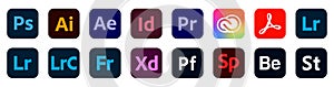 Set of popular Adobe apps icons