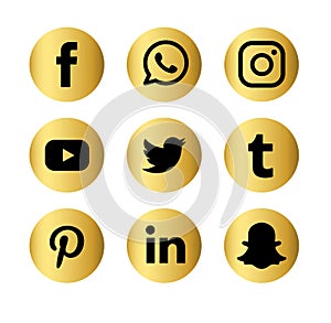 Set of popular social media logos vector web icon. Internet, facebook.