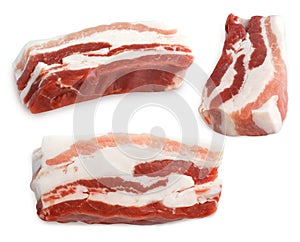 Set of pork belly cool meat isolated on white