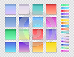 Set of post note sticker and square stickers. Blank colorful sticky notes. Office blanks, reminder lists collection. Vector photo