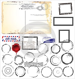 Set of post stamp symbols, illustration