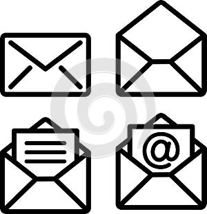 Set of postal envelope line icons