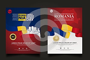 Set poster promotions Romania happy Independence Day background template
