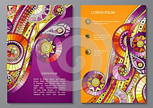 Set of Poster Templates with doddle pattern.