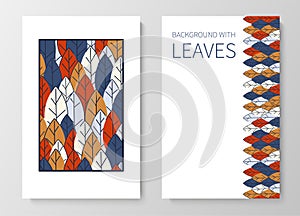 A set of posters for advertising, invitations, cards from colorful leaves. Autumn background for sales, congratulations